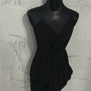 BCBGeneration Black Dress Spaghetti Strap Drape Pocket  Size XS
